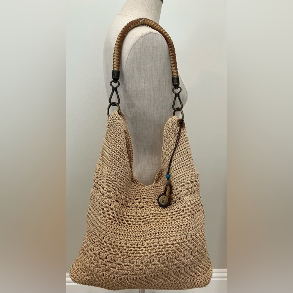 The Sak Beige Crochet Hobo Bag with Braided Handle